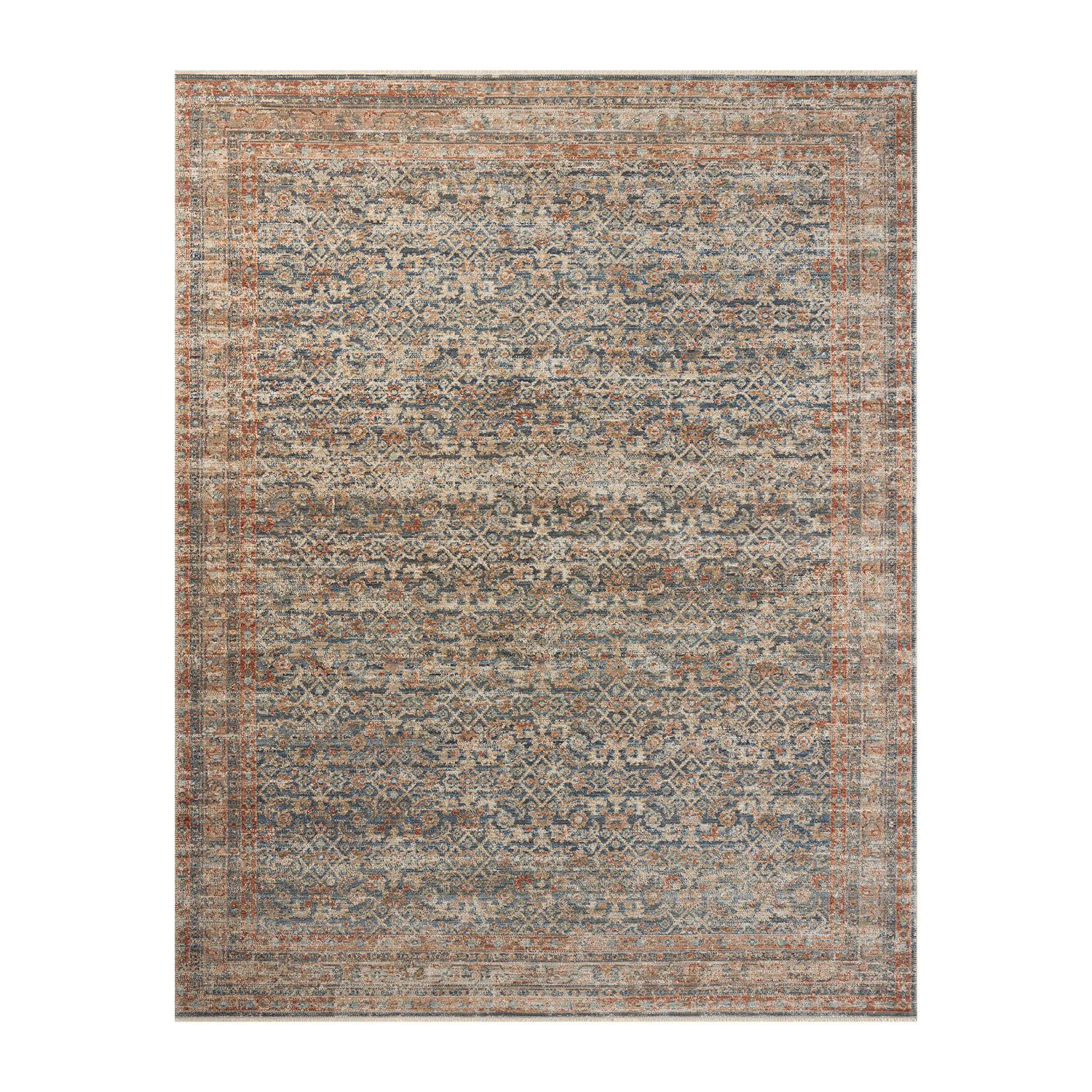 Tapis Heritage - Bleu / Rouille